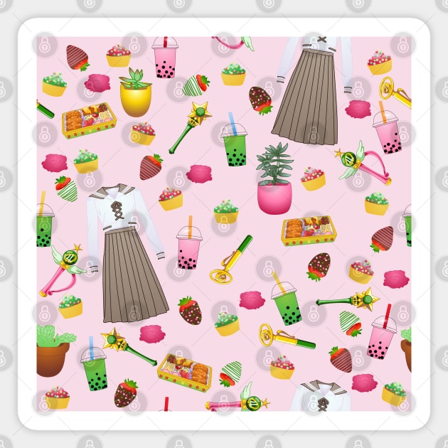 Makoto Kino Tiled Pattern (Pink) Sticker by ziafrazier